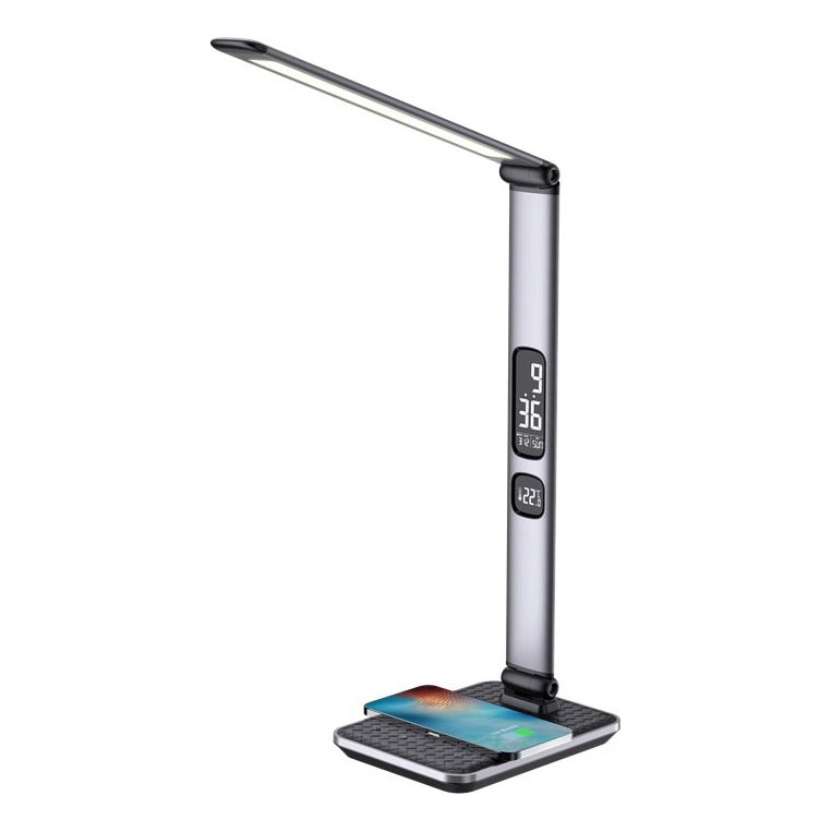 LED-dimbar bordslampa LED/8,5W/230V med trådlös laddning silverfärgad