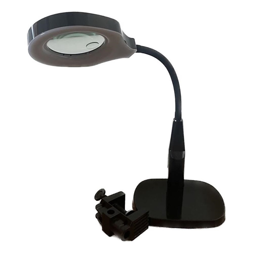 LED Dimbar bordslampa med bifokalt förstoringsglas LED/6W/230V 6000-7000K svart