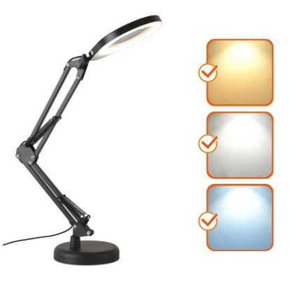 LED Dimbar bordslampa med ett förstoringsglas 2i1 AURIQ LOUPE LED/10W/5V 3000/4000/6500K svart