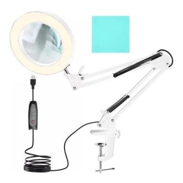 LED Dimbar bordslampa med ett förstoringsglas LED/6W/5V 3000K/4000K/6000K vit
