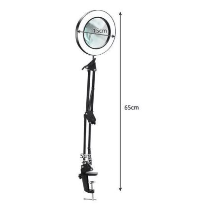 LED Dimbar bordslampa med ett förstoringsglas LED/6W/5V 3000K/4000K/6000K svart