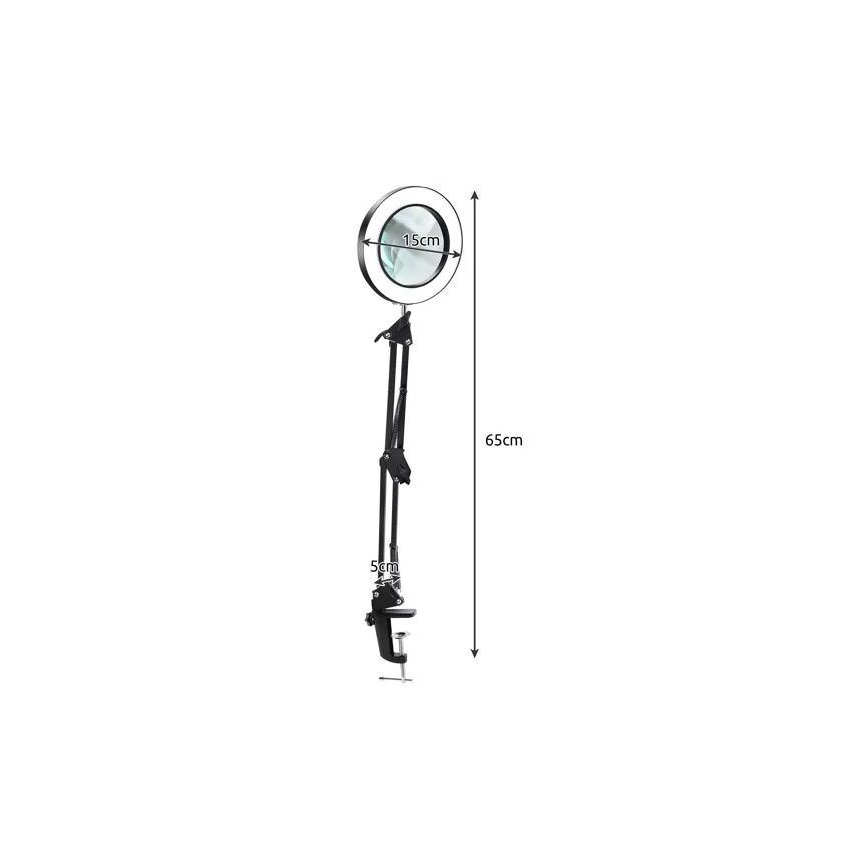 LED Dimbar bordslampa med ett förstoringsglas LED/6W/5V 3000K/4000K/6000K svart