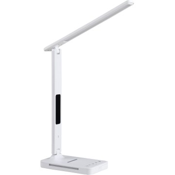 LED Dimbar bordslampa med trådlös laddning QI, display och USB port LED/7W/230V 3000-6000K vit
