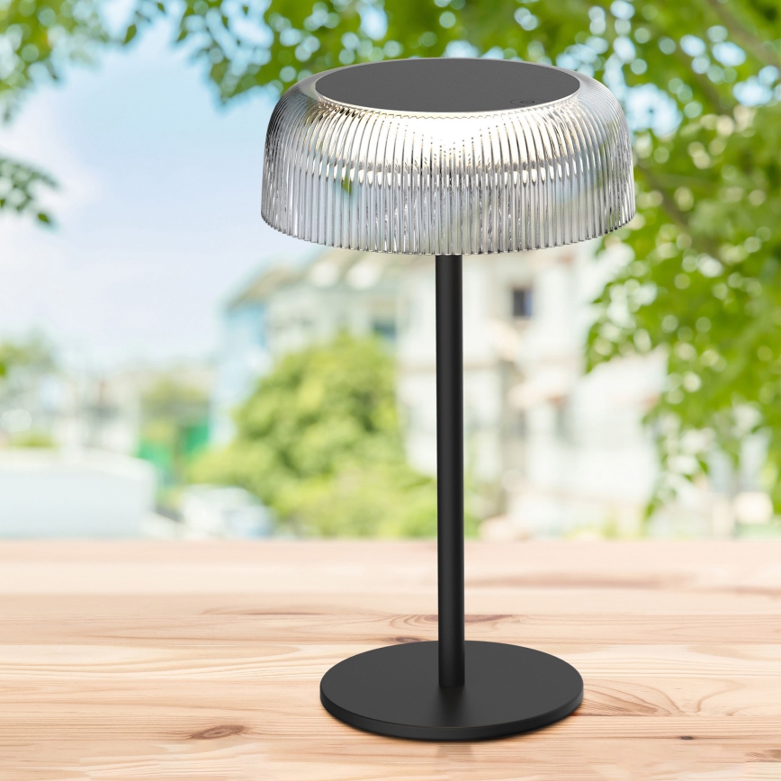 LED Ljusreglerad beröring utomhus bordslampa TRYPOLIS LED/2W/5V USB 1800 mAh IP44 svart