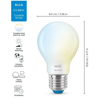 LED Dimbar glödlampa A60 E27/7W/230V 2700-6500K CRI 90 Wi-Fi - WiZ