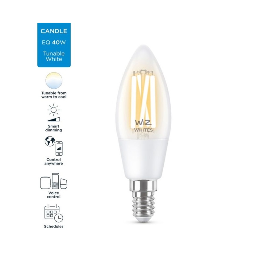 LED Dimbar glödlampa FILAMENT C35 E14/4,9W/230V 2700-6500K CRI 90 Wi-Fi - WiZ
