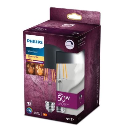 LED Dimbar glödlampa med sfärisk spegelkåpa VINTAGE Philips G125 E27/7,2W/230V 2700K