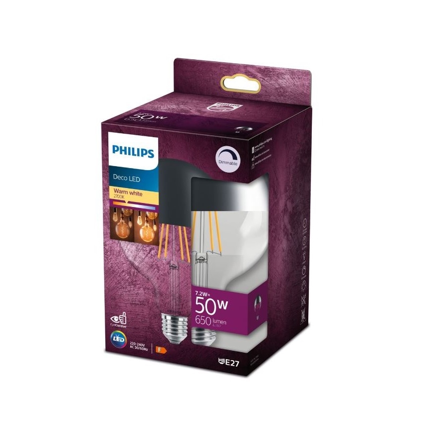 LED Dimbar glödlampa med sfärisk spegelkåpa VINTAGE Philips G125 E27/7,2W/230V 2700K