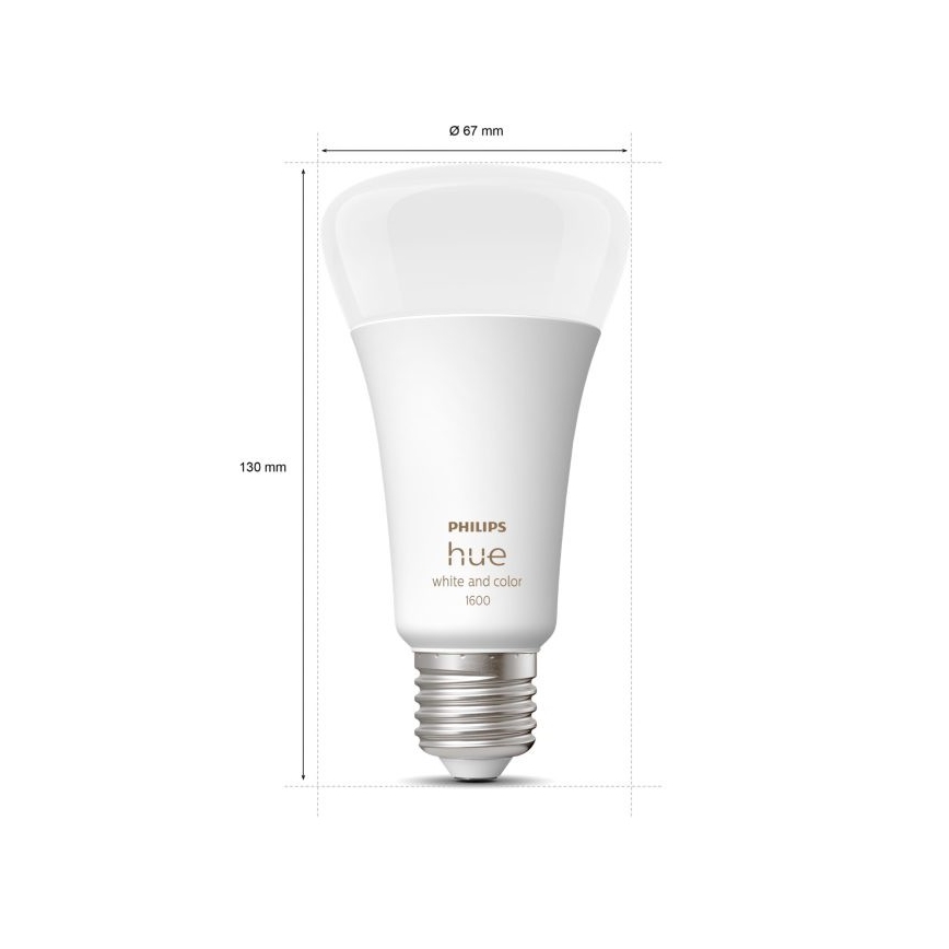 LED Dimbar glödlampa  Philips Hue White Och Color Ambiance A67 E27/13,5W/230V 2000-6500K