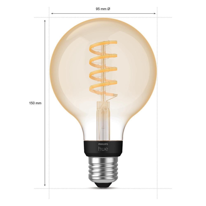 LED Dimbar glödlampa  Philips Hue WHITE AMBIANCE G93 E27/7W/230V 2200-4500K