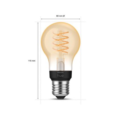 LED Dimbar glödlampa Philips Hue WHITE FILAMENT A60 E27/7W/230V 2100K