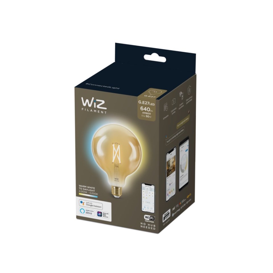 LED Dimbar glödlampa VINTAGE FILAMENT G125 E27/6,7W/230V 2000-5000K CRI 90 Wi-Fi - WiZ