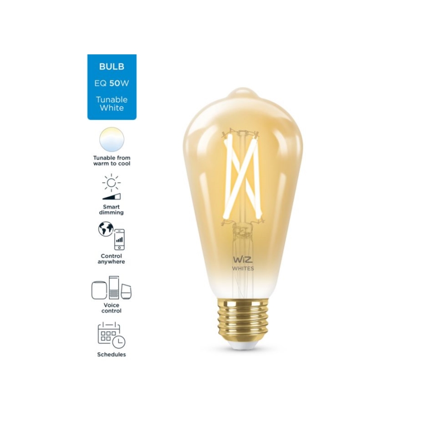 LED Dimbar glödlampa VINTAGE FILAMENT ST64 E27/7W/230V 2000-5000K CRI 90 Wi-Fi - WiZ