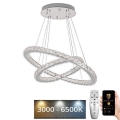 LED Dimbar kristallkrona på kabel LED/115W/230V 3000-6500K silver + fjärrkontroll