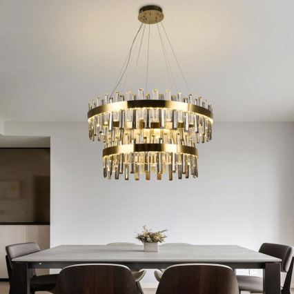 LED Dimbar kristallkrona på kabel LED/190W/230V 3000-6500K + fjärrkontroll