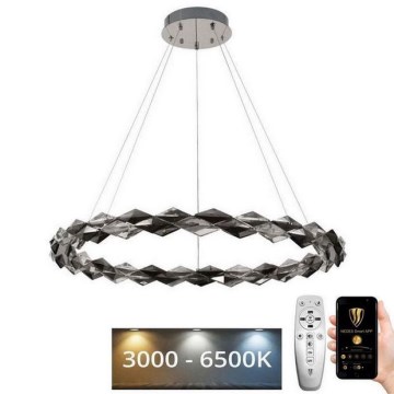 LED Dimbar kristallkrona på kabel LED/55W/230V 3000-6500K blank krom + fjärrkontroll