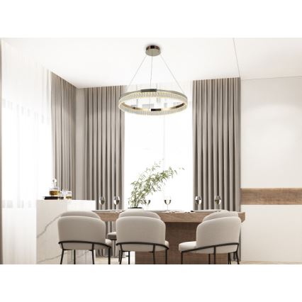 Dimbbar LED-kristallkrona på vajer THALIA LED/55W/230V 3000–6000K Ø 80 cm + fjärrkontroll
