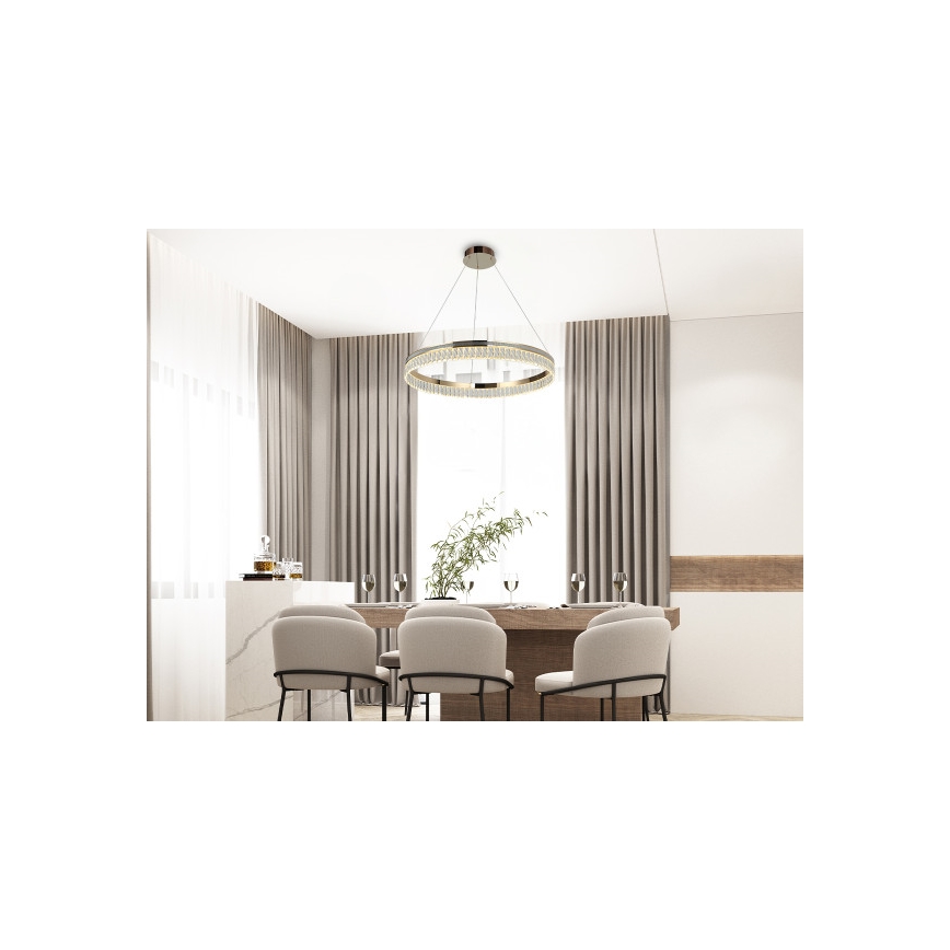 Dimbbar LED-kristallkrona på vajer THALIA LED/55W/230V 3000–6000K Ø 80 cm + fjärrkontroll