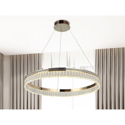 Dimbbar LED-kristallkrona på vajer THALIA LED/55W/230V 3000–6000K Ø 80 cm + fjärrkontroll