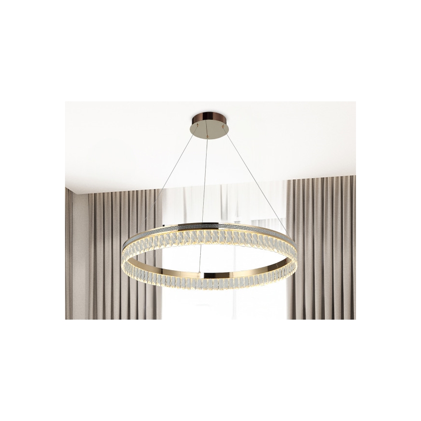 Dimbbar LED-kristallkrona på vajer THALIA LED/55W/230V 3000–6000K Ø 80 cm + fjärrkontroll