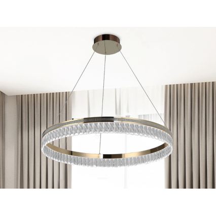 Dimbbar LED-kristallkrona på vajer THALIA LED/55W/230V 3000–6000K Ø 80 cm + fjärrkontroll