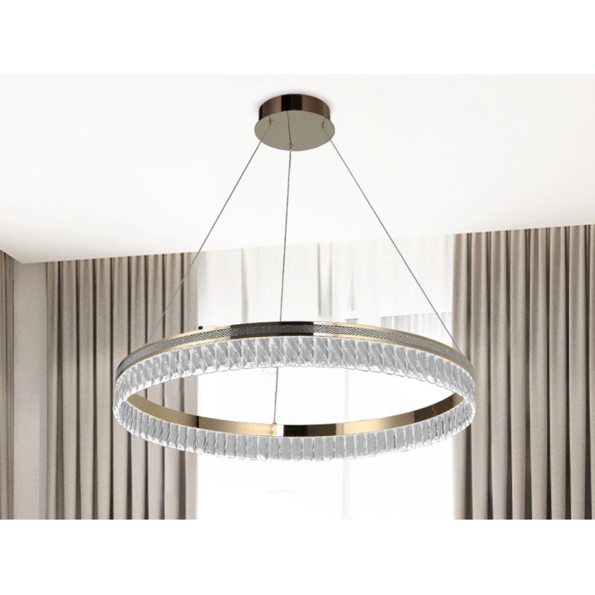 Dimbbar LED-kristallkrona på vajer THALIA LED/55W/230V 3000–6000K Ø 80 cm + fjärrkontroll