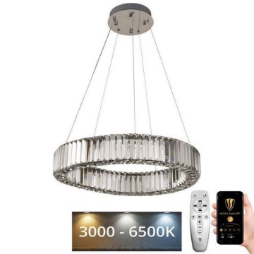 LED Dimbar kristallkronkrona på snöre LED/40W/230V 3000-6500K skinande krom + fjärrkontroll