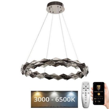 LED Dimbar kristallkronkrona på snöre LED/40W/230V 3000-6500K skinande krom + fjärrkontroll