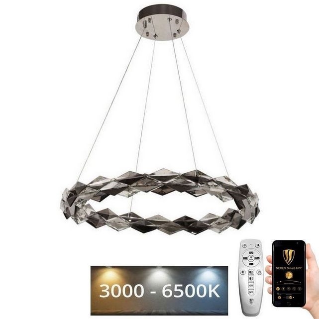 LED Dimbar kristallkronkrona på snöre LED/40W/230V 3000-6500K skinande krom + fjärrkontroll