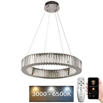 LED Dimbar kristallkronkrona på snöre LED/40W/230V 3000-6500K skinande krom + fjärrkontroll