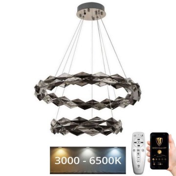 LED Dimbar kristallkronkrona på snöre LED/65W/230V 3000-6500K skinande krom + fjärrkontroll