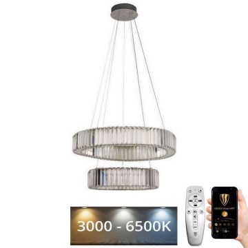 LED Dimbar kristallkronkrona på snöre LED/65W/230V 3000-6500K skinande krom + fjärrkontroll