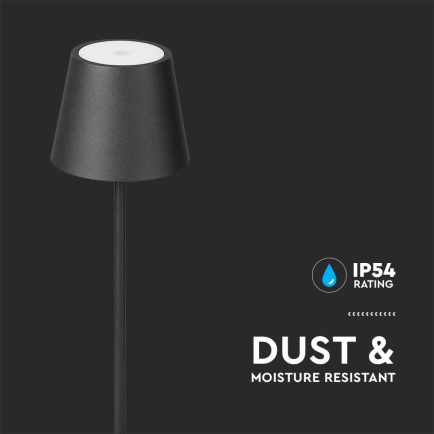 LED Dimbara uppladdningsbara golvlampa 3-i-1 LED/4W/5V 4400 mAh 3000K IP54 svart