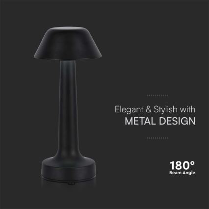 LED Dimbart uppladdningsbart pekbordslampa LED/1W/5V 3000-6000K 1800 mAh svart