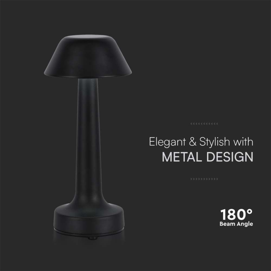 LED Dimbart uppladdningsbart pekbordslampa LED/1W/5V 3000-6000K 1800 mAh svart