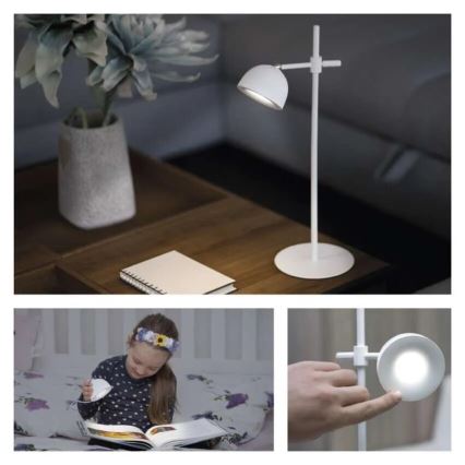 LED Dimbart uppladdningsbart skrivbordslampa magnetisk 4-i-1 LED/4,2W/3,7V 4000K 1200mAh vit