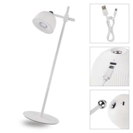 LED Dimbart uppladdningsbart skrivbordslampa magnetisk 4-i-1 LED/4,2W/3,7V 4000K 1200mAh vit