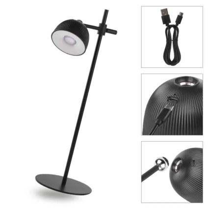 LED Dimbart uppladdningsbart skrivbordslampa magnetisk 4-i-1 LED/4,2W/3,7V 4000K 1200mAh svart