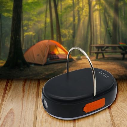 LED Dimbart uppladdningsbart ljus med powerbankfunktion K4 LED/1W/5V 3000-6500K IPX4 4000 mAh svart