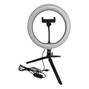 LED Dimbar lampa med stativ och hållare för vloggning LED/10W/5V 2700-6500K