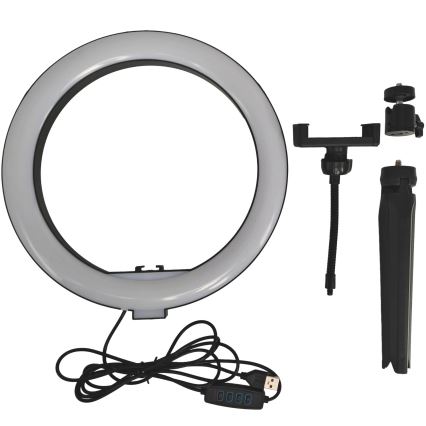 LED Dimbar lampa med stativ och hållare för vloggning LED/10W/5V 2700-6500K