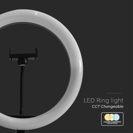 LED Dimbar lampa med stativ och hållare för vloggning LED/10W/5V 3200-5500K