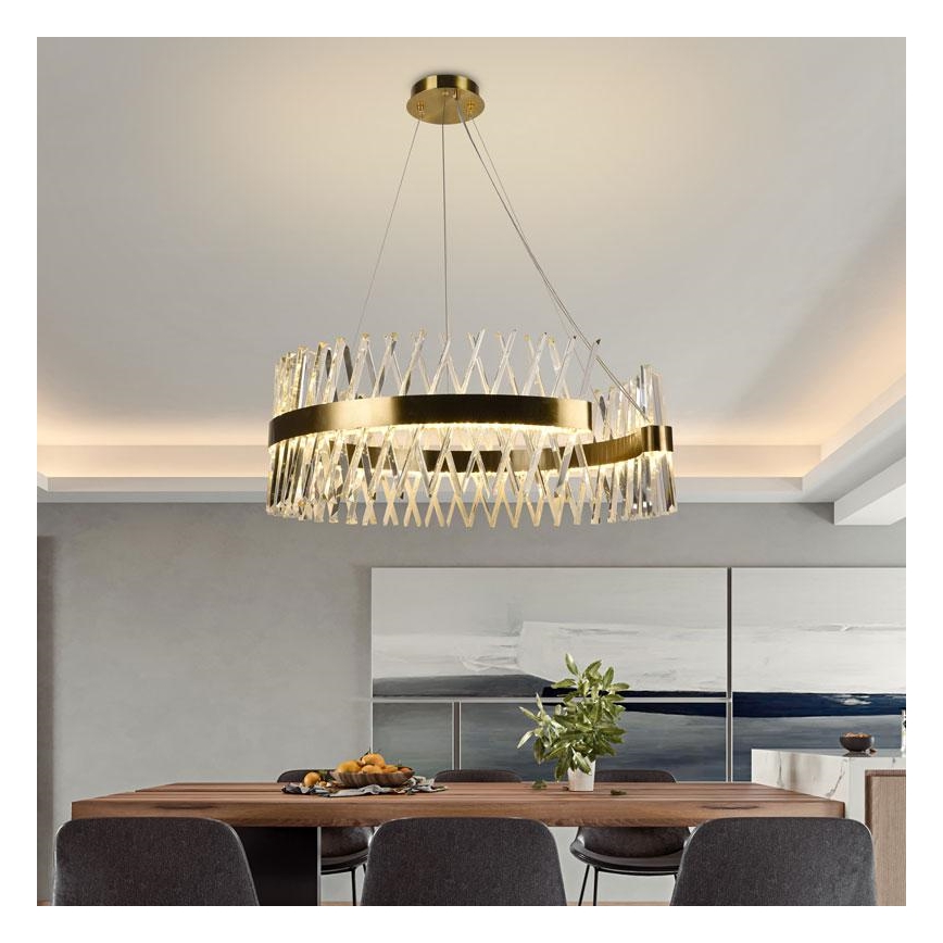 LED Dimbart kristallkrona på kabel LED/175W/230V 3000-6500K guld + fjärrkontroll