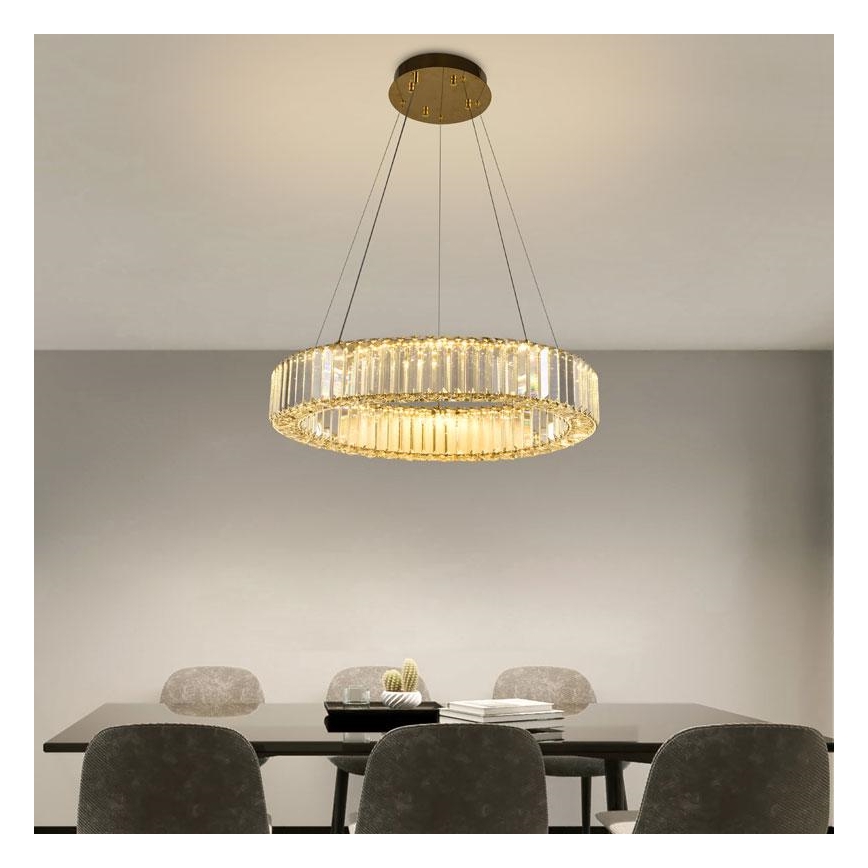LED Dimbar kristallkrona på kabel LED/40W/230V 3000-6500K krom/guld + fjärrkontroll