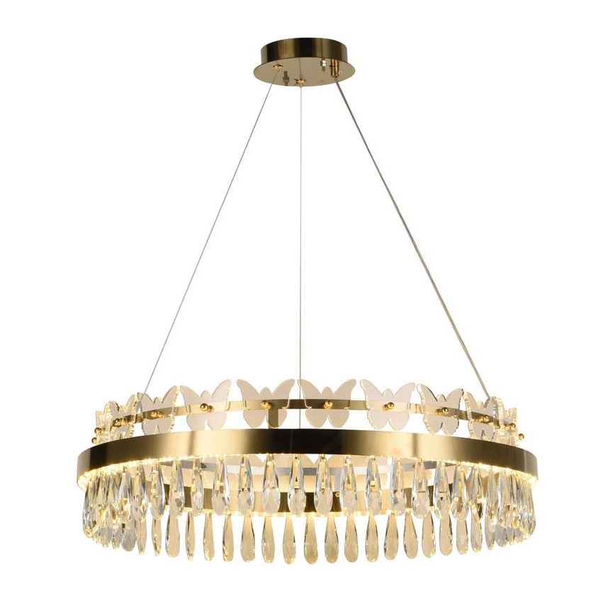 LED Dimbart kristallkrona på kabel LED/80W/230V 3000-6500K guld + fjärrkontroll