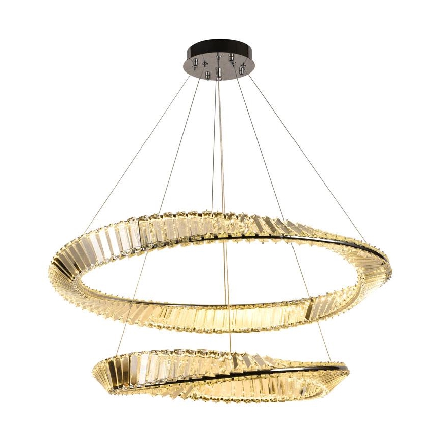 LED Dimbar kristallkrona på kabel LED/90W/230V 3000-6500K blank krom + fjärrkontroll