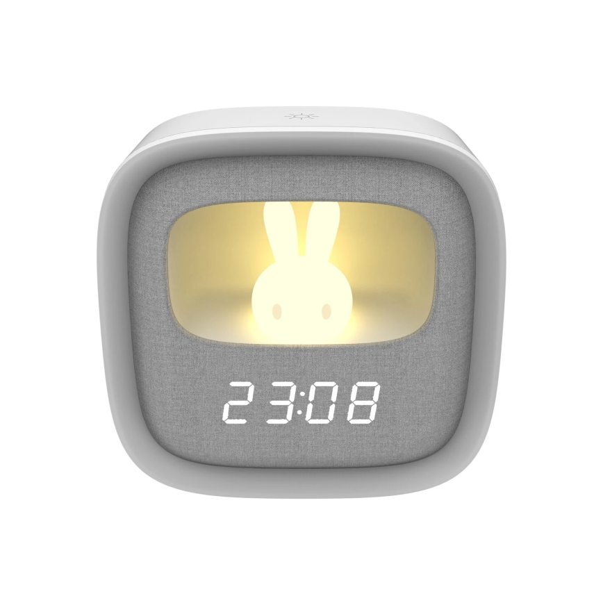 LED Dimbar liten nattlampa med väckarklocka BUNNY LED/1,2W/5V 3000K