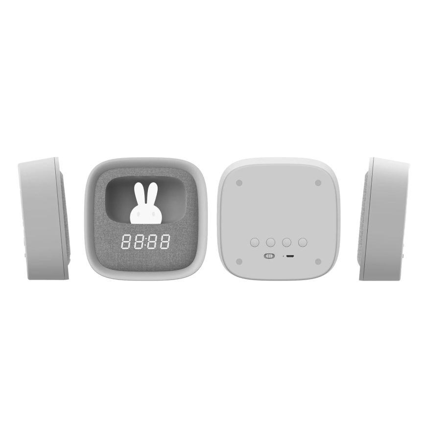 LED Dimbar liten nattlampa med väckarklocka BUNNY LED/1,2W/5V 3000K