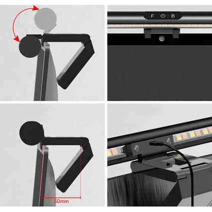 LED Dimbar pekskärmsbelysning LED/5W/5V 3000/4000/5000/6000K 42 cm svart