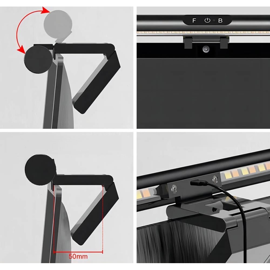LED Dimbar pekskärmsbelysning LED/5W/5V 3000/4000/5000/6000K 42 cm svart